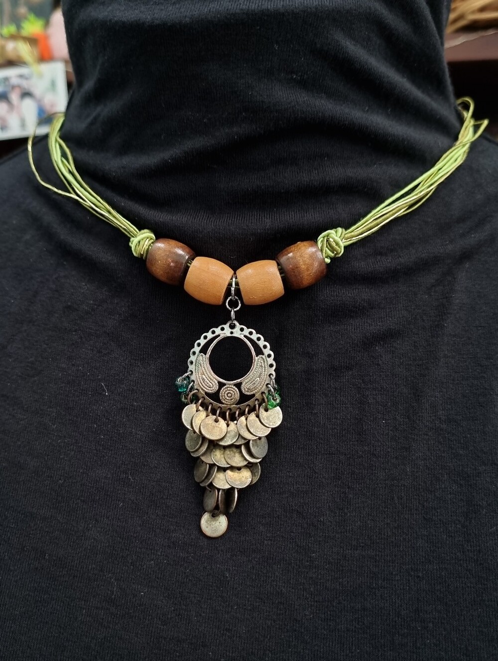 SLS Creation | Ooak Boho Green And Brown Choker Necklace
